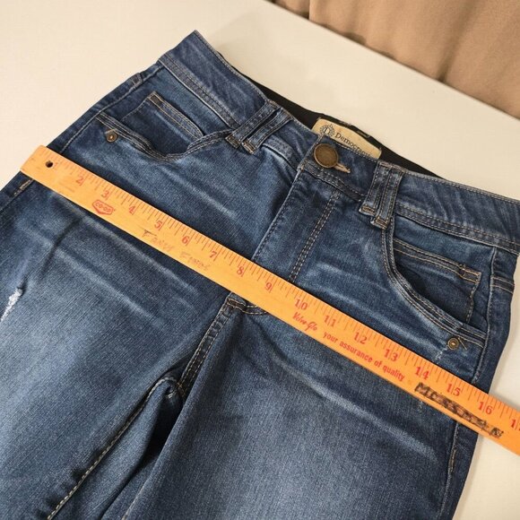 Democracy Womens Ab Technology Tapered Jeans Raw Hem Size 2 Blue Stretch Casual - Picture 9 of 13